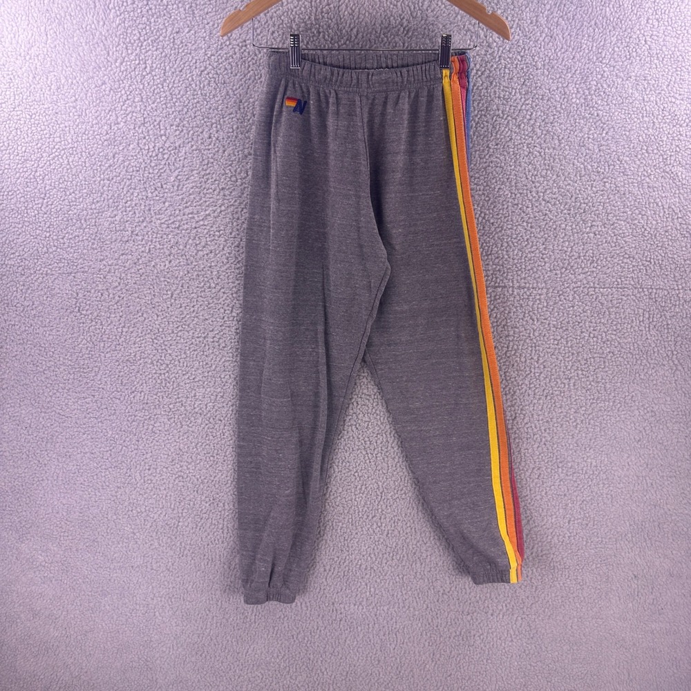 Aviator Nation Heather Gray Rainbow Stripe Sweatpants Joggers Small